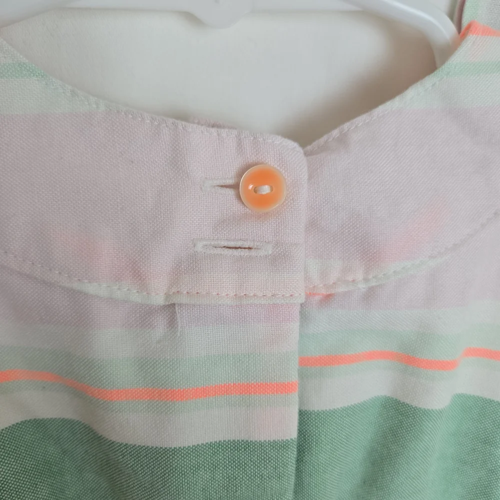 Gymboree Girls Neon Orange Striped Sleeveless Bow‎ Accent Dress 12-18 Months